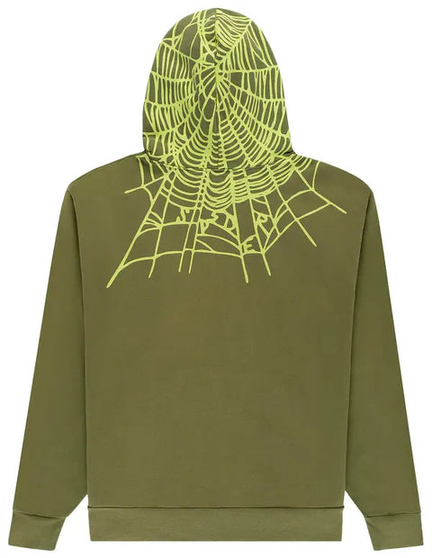 Sp5der Heavy Web Hoodie 'Olive' STEAL DEAL