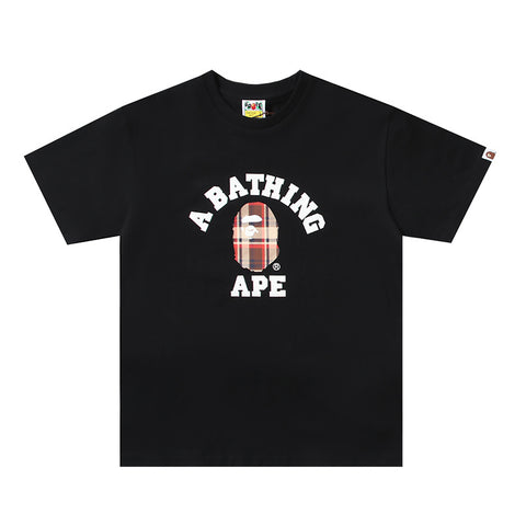 BAPE Check College Tee 'Black/Red'