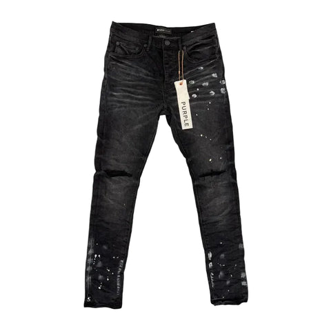 PURPLE BRAND Resin Knee Slit Skinny Jeans 'Black'