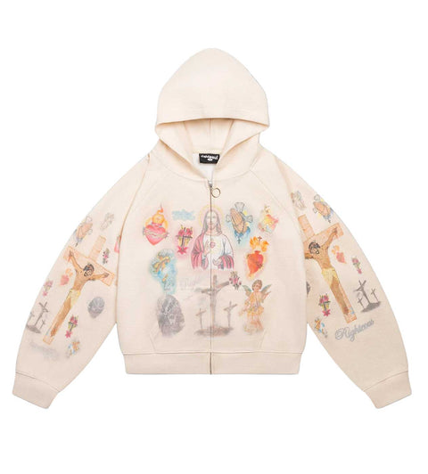 Righteous Ultimate Sacrifice Thermal Zip Ups Hoodie 'Cream'