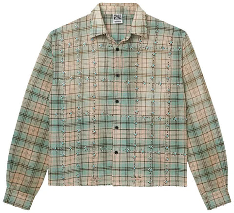 Vale Forever Little Gem Flannel T-Shirt 'Green/Beige'
