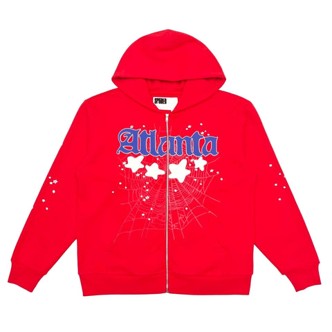 Sp5der Atlanta Zip Up Hoodie 'Red'