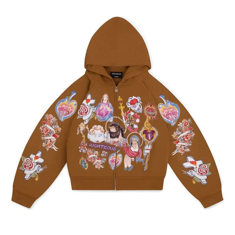 Righteous Risen Zip Ups Hoodie 'Brown'