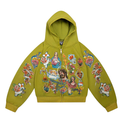 Righteous Risen Zip Ups Hoodie 'Green'
