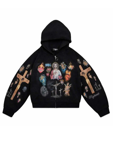 Righteous Ultimate Sacrifice Thermal Zip Up Hoodie 'Black'